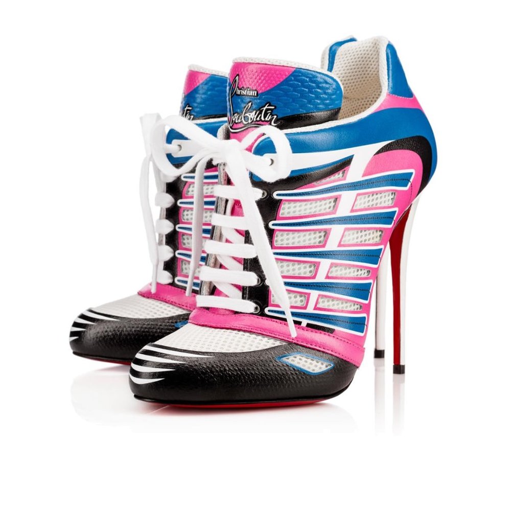 Christian Louboutin Boltina Pink and Blue Sneaker Heels